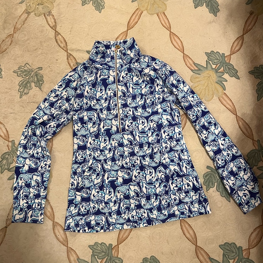 Lilly Pulitzer elephant, quarters zip